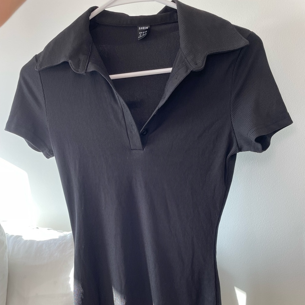Black Collared Polo Dress